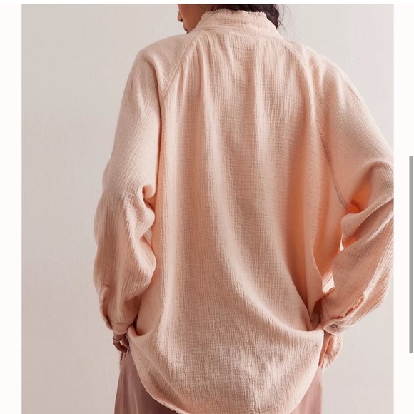 Free People Summer Daydream blouse pink pockets distressed - Picture 5 of 5